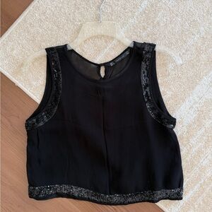Zara Black Sequin Sleeveless Crop Top